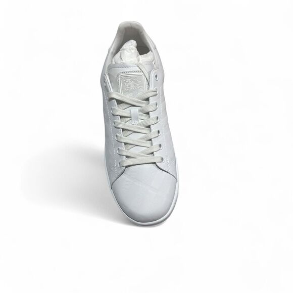 Burberry Porcelain White Embossed Leather Sneakers Size 41